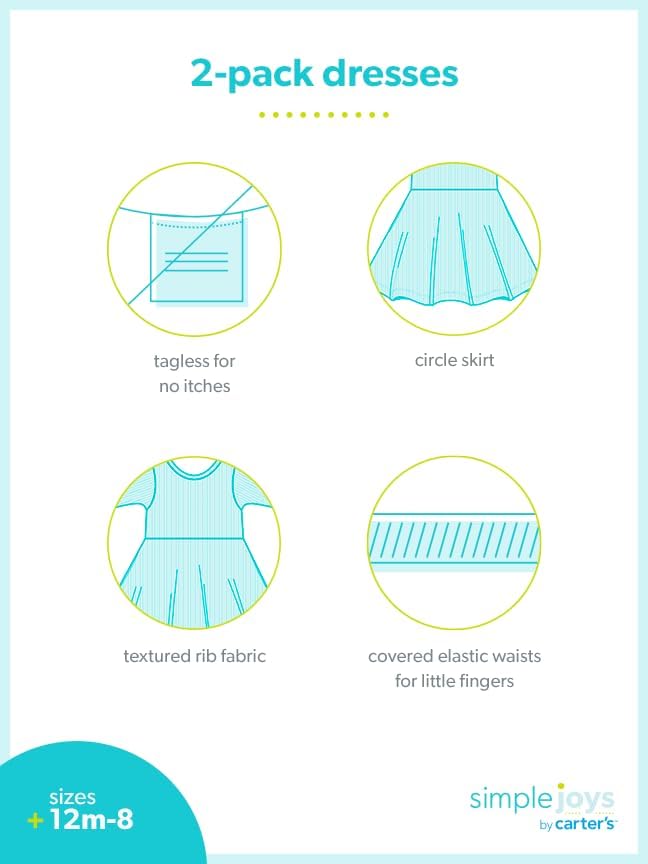 Simple Joys by Carter's Mädchen Kleid (2er Pack) 4-5 Jahre Braun Tiermuster/Staubblau, 4-5 Jahre Bra