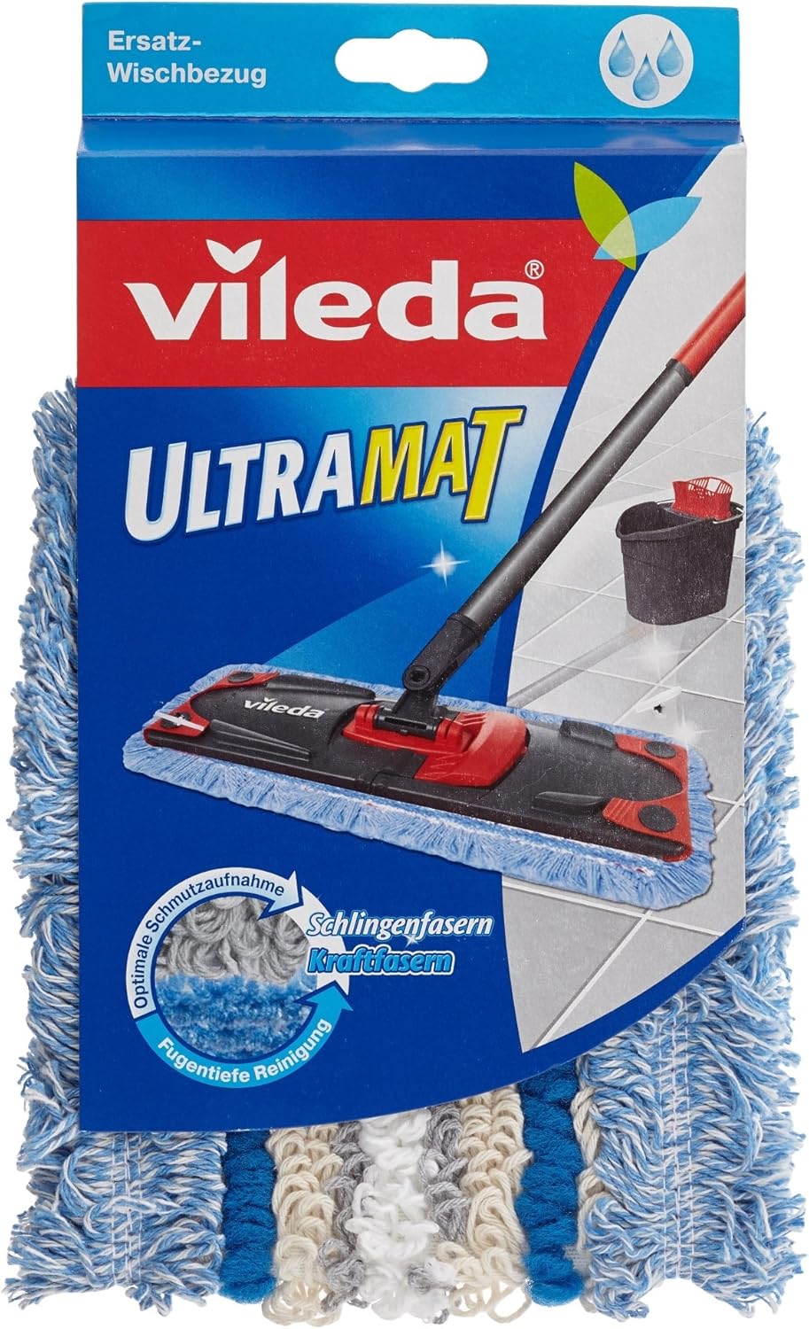 Vileda extrafeucht Ultramat Bodenwischer Ersatzbezug, 1er Pack Ultramat Weiss-blau-grau 0.12 kg, Ult