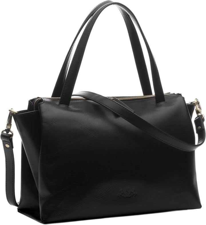 SID & VAIN Handtasche mit Schultergurt ATLANTA aus Premium Leder I Henkeltasche für Damen I Umhänget