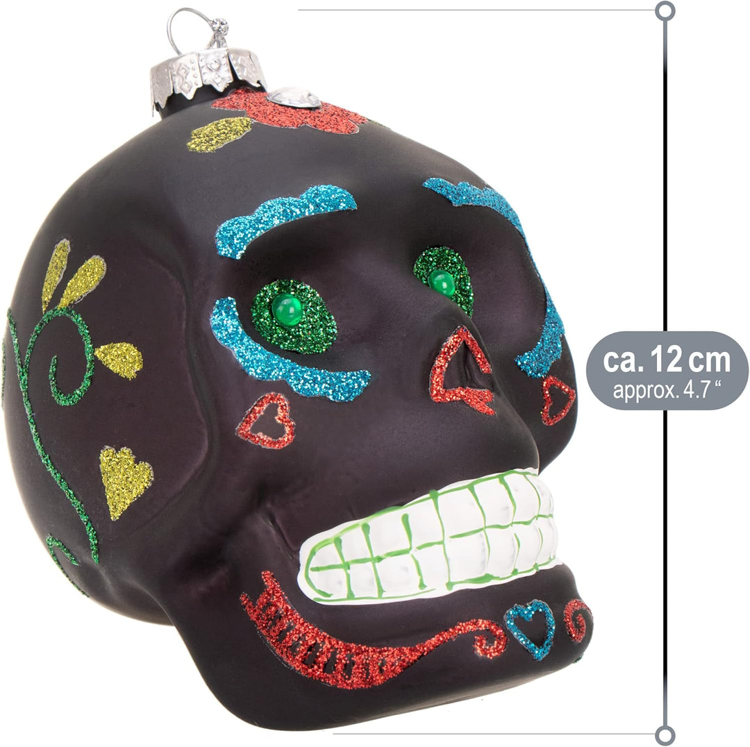 com-four® 3X Premium Christbaumschmuck - Totenschädel als Weihnachtsdeko - morbide Anhänger - lustig