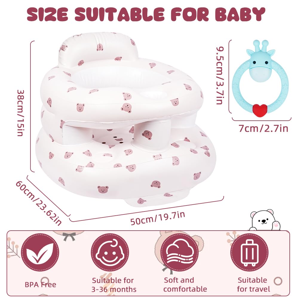 Aufblasbarer Baby-Sitz für Babys ab 3 Monaten, Bärenkopf Gross Baby-Rückenstützsofa Mit Eingebauter