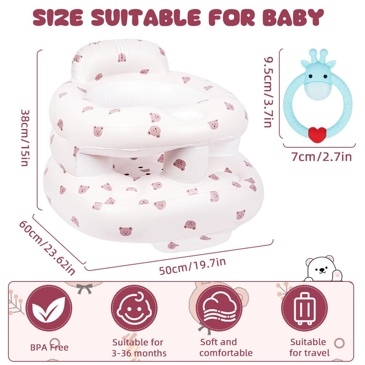 Aufblasbarer Baby-Sitz für Babys ab 3 Monaten, Bärenkopf Gross Baby-Rückenstützsofa Mit Eingebauter