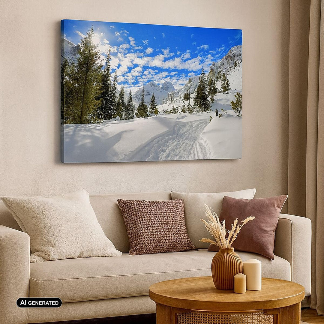 Bilder auf Leinwand 100x70cm Leinwandbild Tal Wolken Lawine Sport Gross Wanddeko Bild Schlafzimmer K
