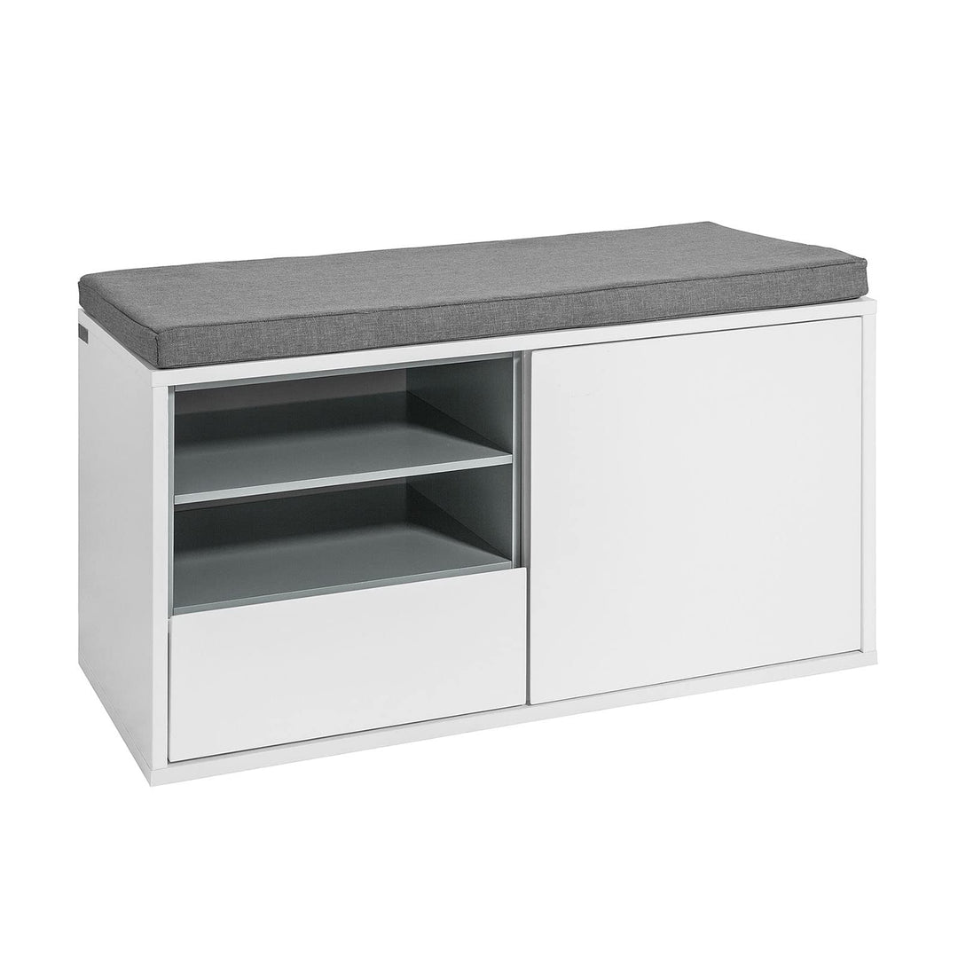 SoBuy FSR37-W Sitzbank mit Sitzkissen Schuhschrank Garderobenbank Bettbank weiss BHT ca: 80x46x35cm