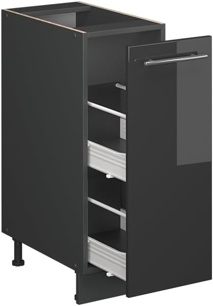 Vicco Apothekerschrank Fame-Line, Anthrazit Hochglanz, 30 cm | AP Eiche, zur Kombination mit weitere