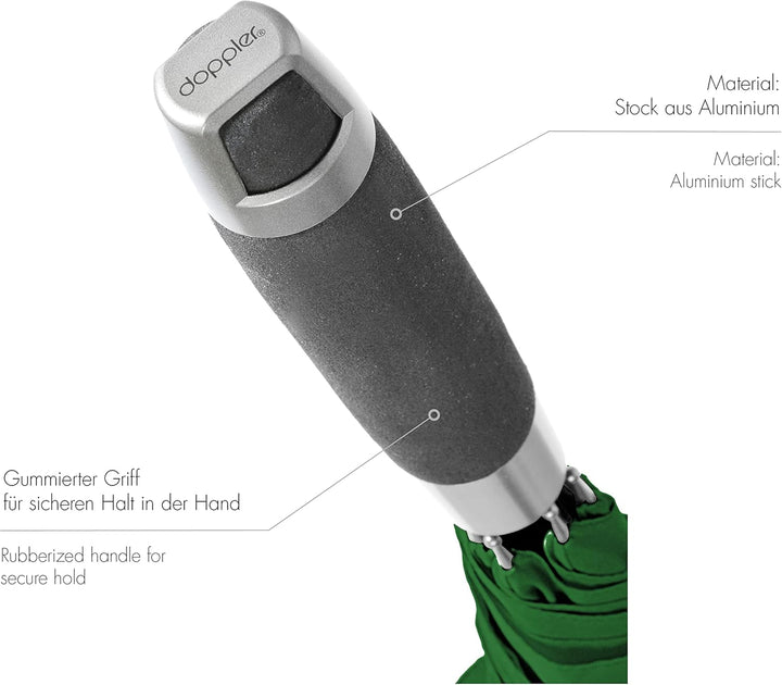 Doppler Langschirm Fiber Golf Fibreglass – Super leicht – Wanderregenschirm – Grün, Gr&#xFC;n