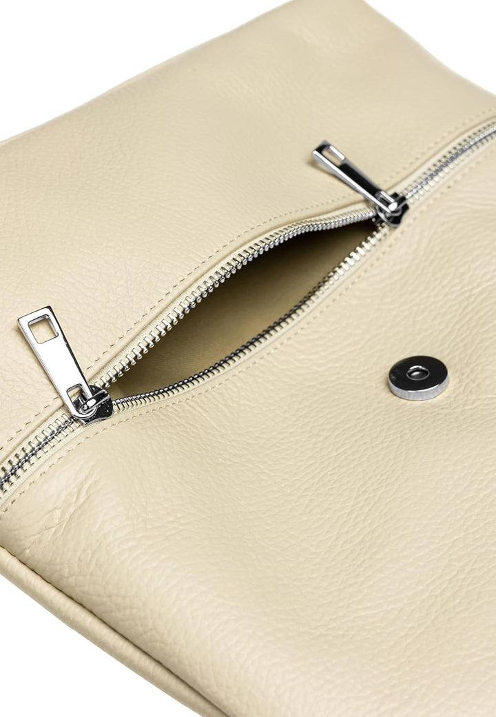 Caspar TL811 sportlich elegante Damen Umhängetasche aus Leder Einheitsgrösse Beige, Einheitsgrösse B