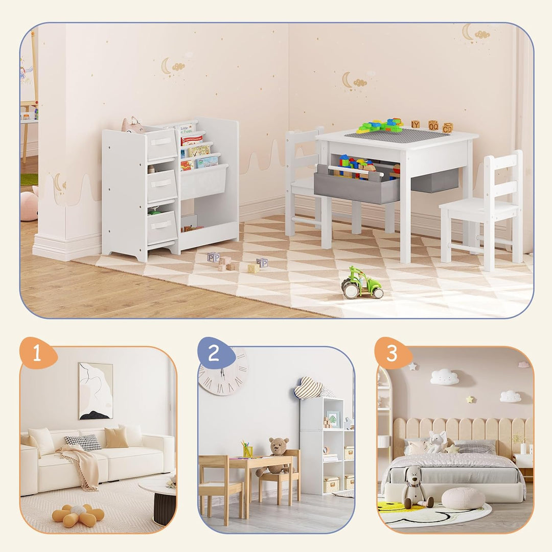 Lestarain Kinderzimmerregal, Spielzeug-Organizer, Regal für Kinderzimmer Spielzimmer, mit 3 Aufbewah