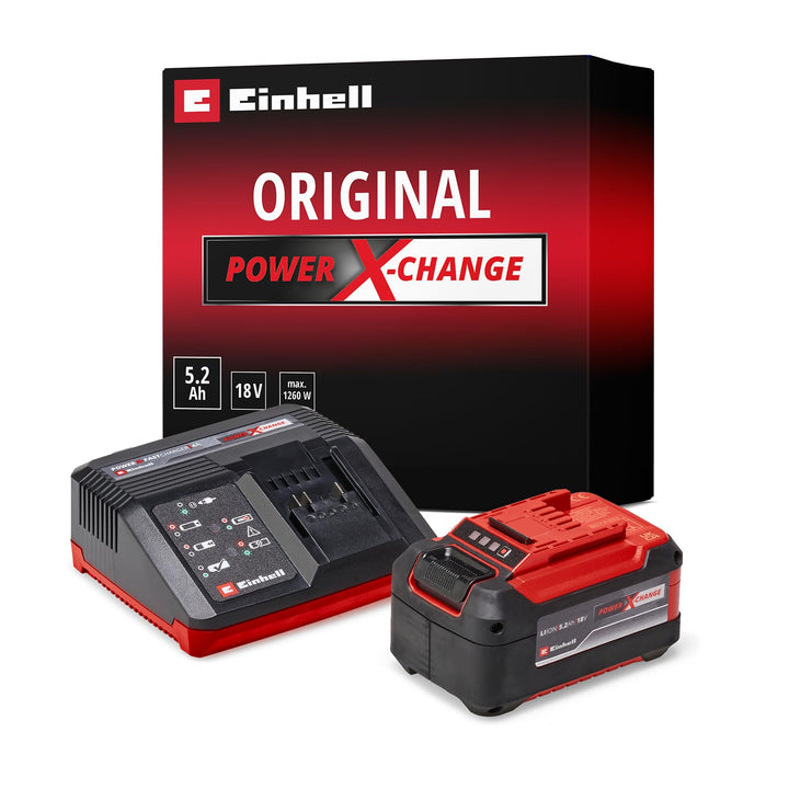 Original Einhell Starter Kit 5,2 Ah Akku und Fastcharger Power X-Change (Li-Ion, 18 V, 80 min Ladeze