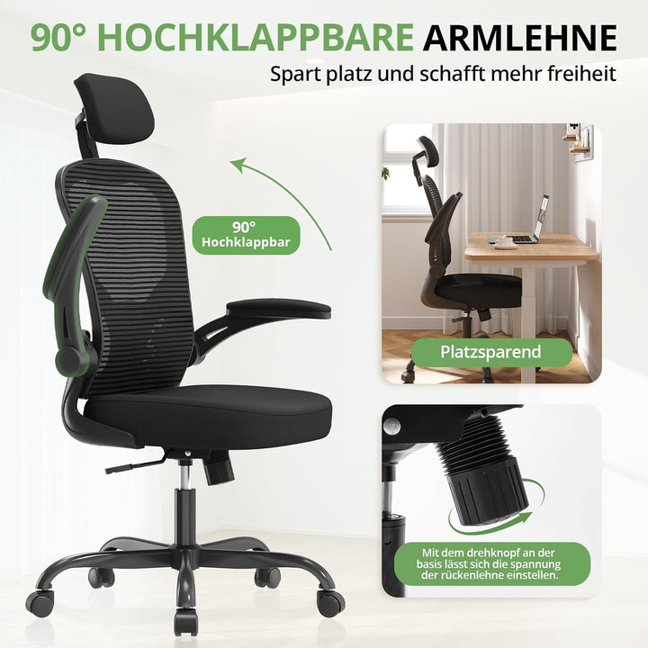 Synorla Schreibtischstuhl Bürostuhl Ergonomisch mit 150 KG Tragkraft, Ergonomischer Bürostuhl mit St