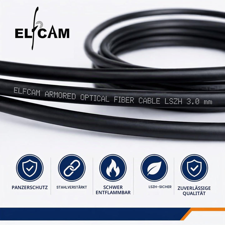 Elfcam® - 300m Gepanzerte Glasfaser-kabel LC/UPC auf LC/UPC OM3 Multimode Duplex 50/125um LSZH, LWL-