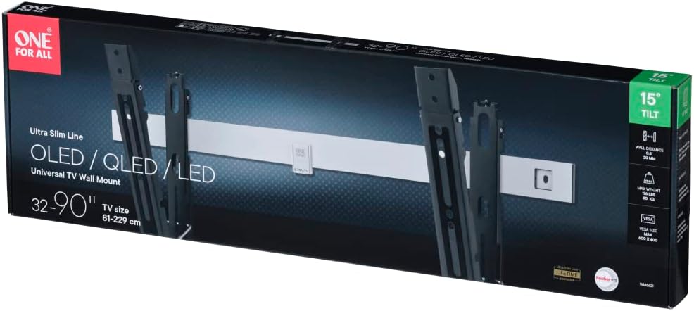 One for All TV-Wandhalterung - Neigbar Fernseher Halterung - Curved 4K OLED QLED LED Flachbildfernse