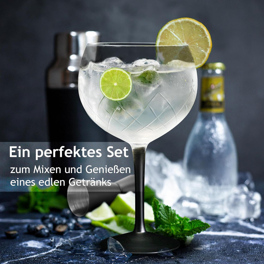 MIAMIO - 2 x 650 ml Gin Glas / 2er Gin Gläser Set -Hochwertige Gin Tonic Gläser ideal für Gin und Co