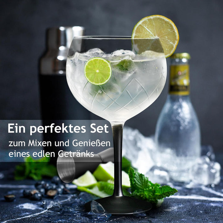 MIAMIO - 2 x 650 ml Gin Glas / 2er Gin Gläser Set -Hochwertige Gin Tonic Gläser ideal für Gin und Co