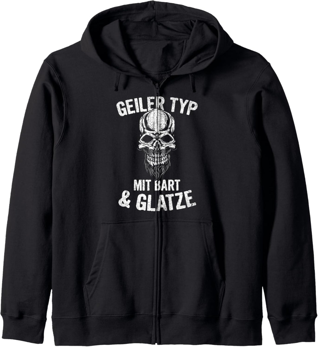 Geiler Typ Mit Bart Und Glatze Bartträger Statement Männer Kapuzenjacke