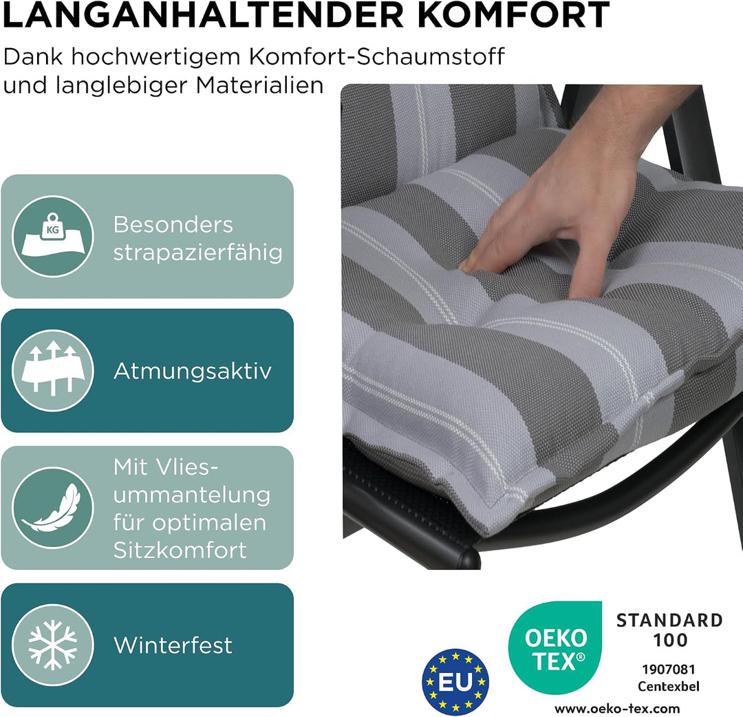 Gartenstuhlauflagen Niedriglehner I Extra Dicke Sitzauflagen I Made in EU Stuhlauflagen für Niederle