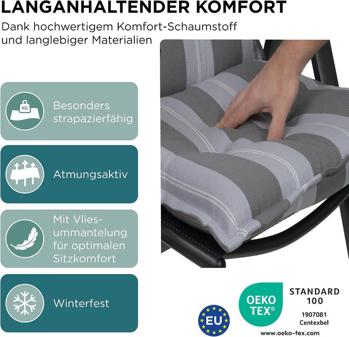 Gartenstuhlauflagen Niedriglehner I Extra Dicke Sitzauflagen I Made in EU Stuhlauflagen für Niederle