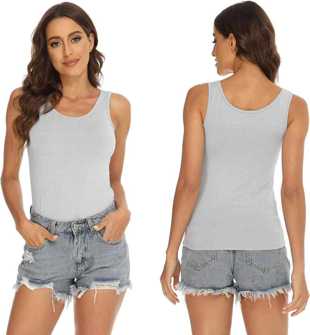 BQTQ 5 Stück Unterhemd Damen Crop Top Tank Top Basic Cami Tank Top für Frauen und Mädchen L Schwarz,