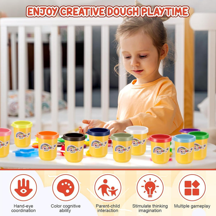 Zocipro Knete Set für Kinder, 12er Set Knetmasse für Fantasievolles und Kreatives Spielen, 12 Farben