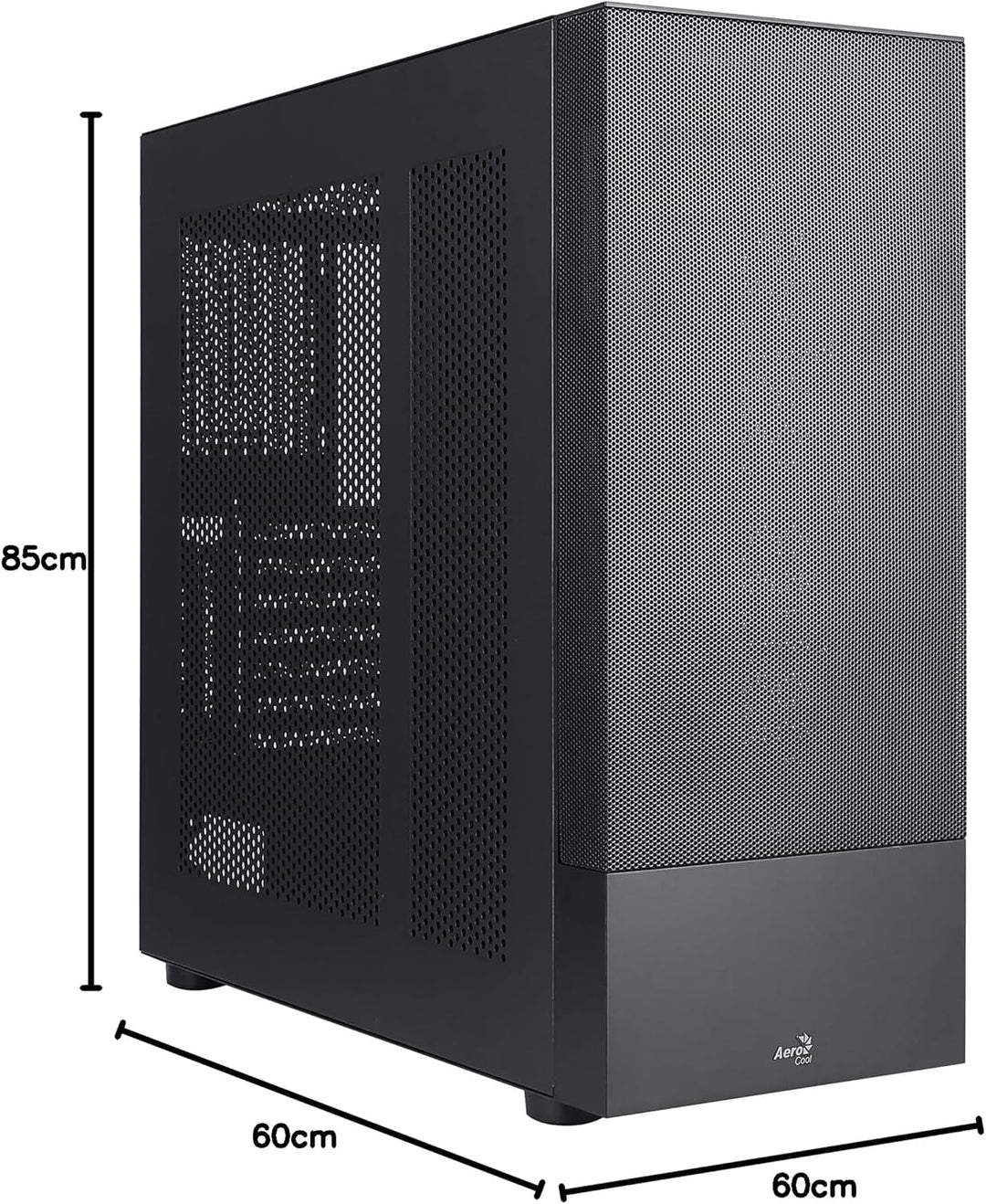 Aerocool CIPHERBKV1, PC ATX-Gehäuse, Vertikale GPU-Halterung, Front Mesh + Seitengitter, Schwarz Sch