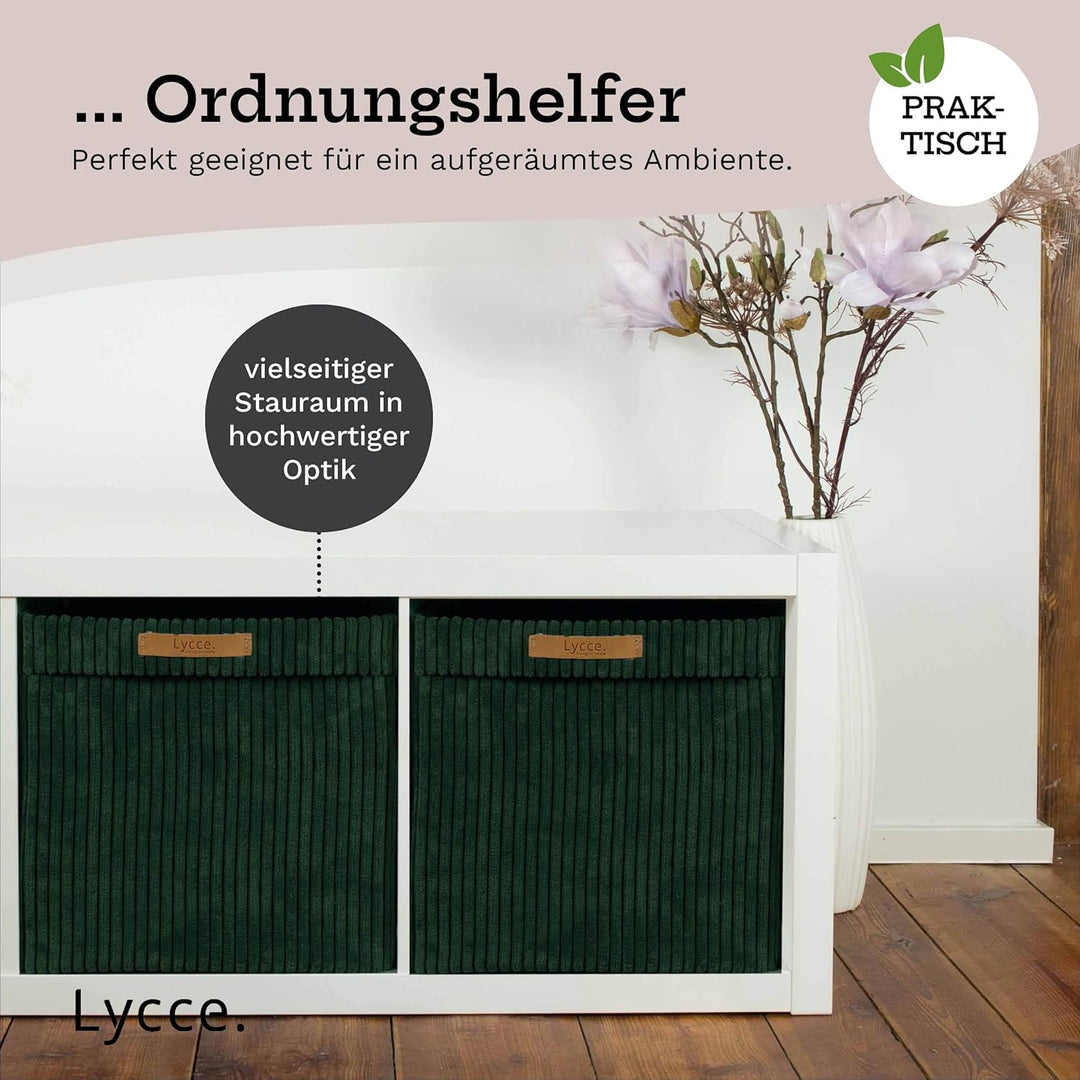 Lycce Kallax Box aus trendigem Cordstoff | Aufbewahrungskorb für Kallax Regal | Faltbox 33 x 33 x H3