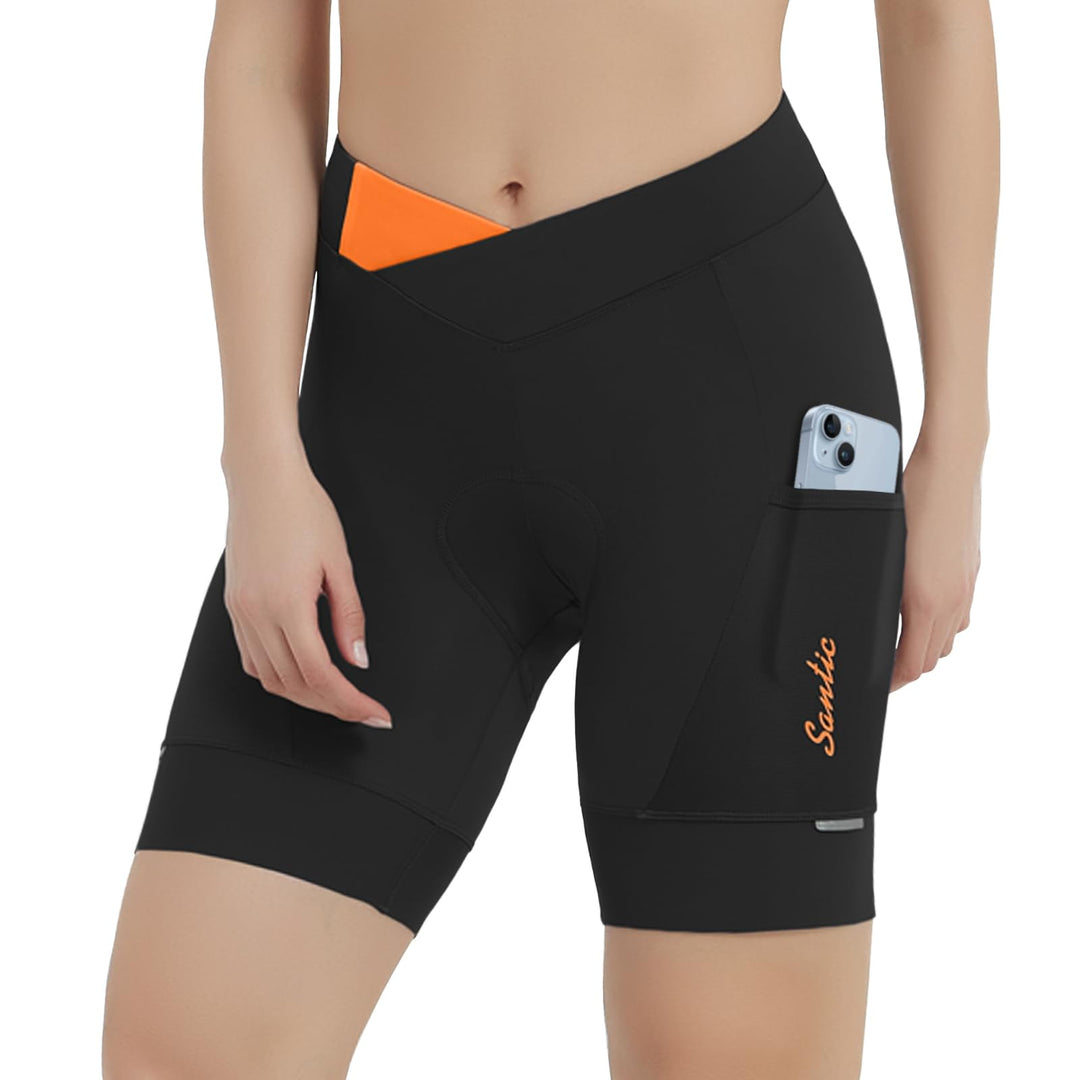 Santic Fahrradhose Damen Gepolstert Kurz Radlerhose Gepolstert Schnelltrockende mit Sitzpolster 3D b