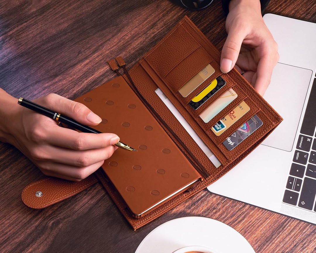 Ox Knight Leder-Schutzhülle für Hobonichi Weeks/Weeks Mega – mit Stiftschlaufe, Kartenfächern, Rücke