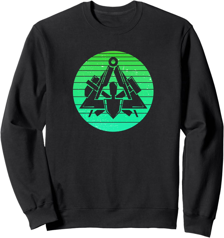 Traditionelles Maurer Zunftzeichen Retro Stil Grün Sweatshirt