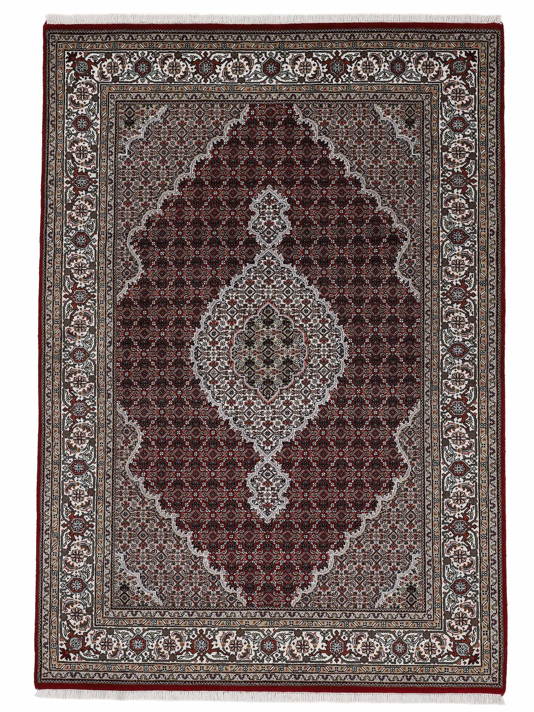 carpetfine Tabriz Mahi Teppich Rot 60x90 cm | Handgeknüpfter Teppich für Wohn- und Schlafzimmer 60x9
