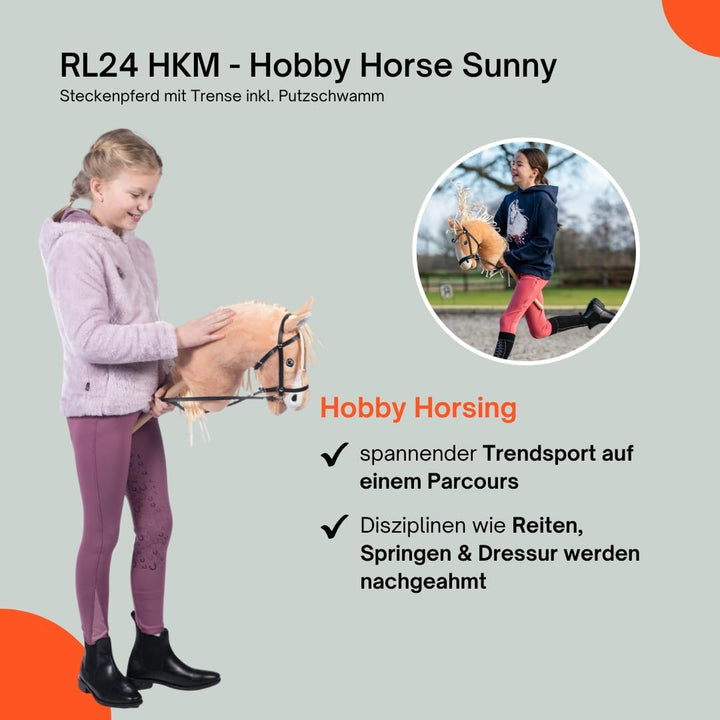 RL24 HKM - Hobby Horse Sunny inkl MagicBrush | Steckenpferd mit Trense | Spielpferd aus Plüsch mit H