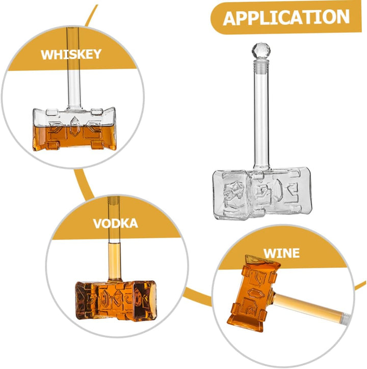 Garneck Reisefertiges Whisky-dekanter-set Glasflasche in Hammerform Für Einfaches Ausgiessen