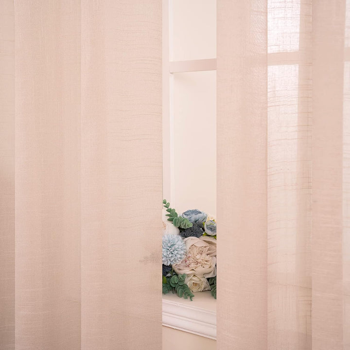 MIULEE 2er Set Voile Vorhang Sheer Leinenvorhang mit Ösen Transparente Leinen Optik Gardine Ösenscha