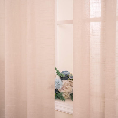 MIULEE 2er Set Voile Vorhang Sheer Leinenvorhang mit Ösen Transparente Leinen Optik Gardine Ösenscha