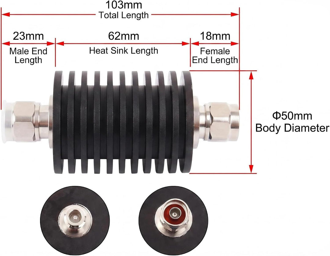 BECEN 3DB 50 W N RF Fixed Dämpfungsglied 3 GHz Anschluss 1-40dB können wählen (3DB), 3dB