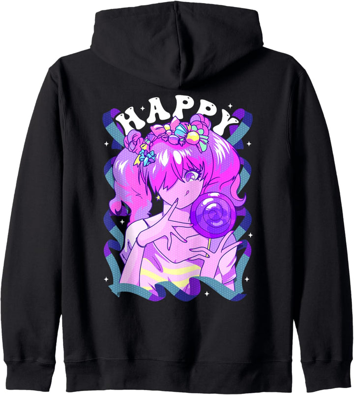 Harajuku Street Fashion Happy Anime Girl with Lollipop Kapuzenjacke