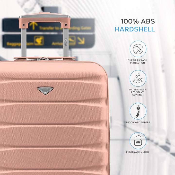 Flight Knight Leichte 4-Rad-ABS-Hartschalenkoffer Handgepack, zugelassen fur uber 30 Fluggesellschaf