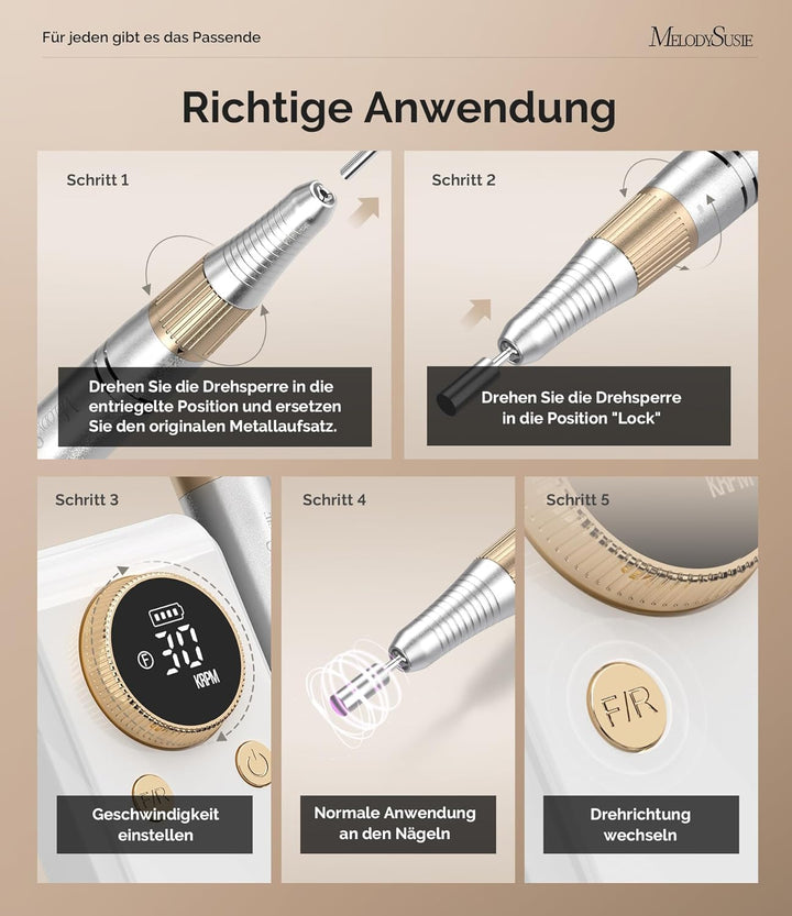 MelodySusie SC330G 2-in-1 Nagelfräser für Clip-on- und Tischgebrauch: Wiederaufladbare Professionell