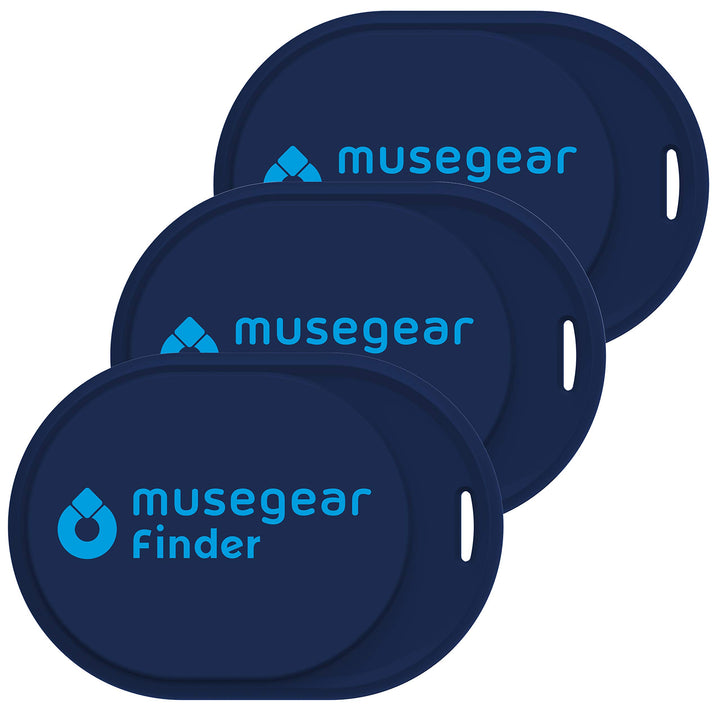 musegear Schlüsselfinder Mini mit Bluetooth App I Keyfinder laut für Handy in dunkelblau 3er Pack I