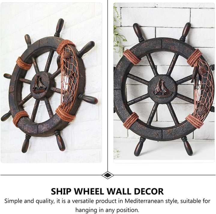 BESPORTBLE Holz Schiff Steuerrad Schiffsruder Nautical Wanddeko Vintage Türschild Mediterrane Anhäng
