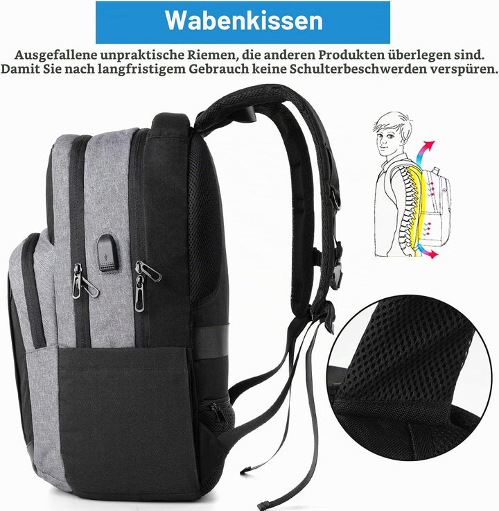 Schulrucksack Jungen Mädchen Teenager, Rucksack Herren Damen Daypacks für 15.6 Zoll Laptop Rucksack