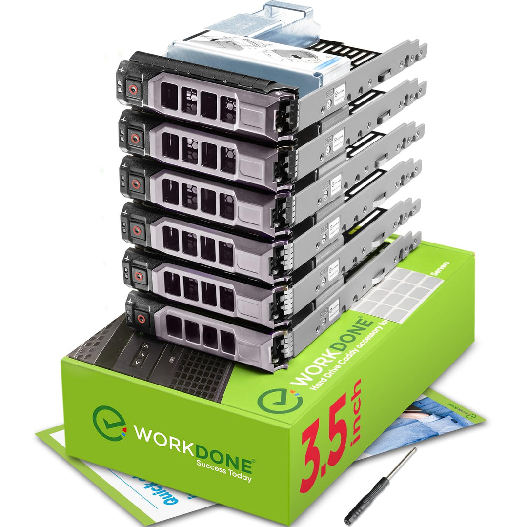 WORKDONE 6er-Pack - 3,5" Festplatten-Caddy m. 2,5"-Festplattenadapter - Kompatibel für Dell PowerEdg
