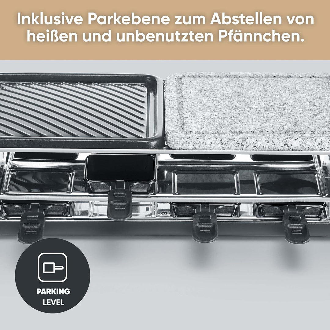SEVERIN Raclette-Grill für 8 Personen, Naturgrillstein & antihaftbeschichtete-Grillplatte, Tischgril