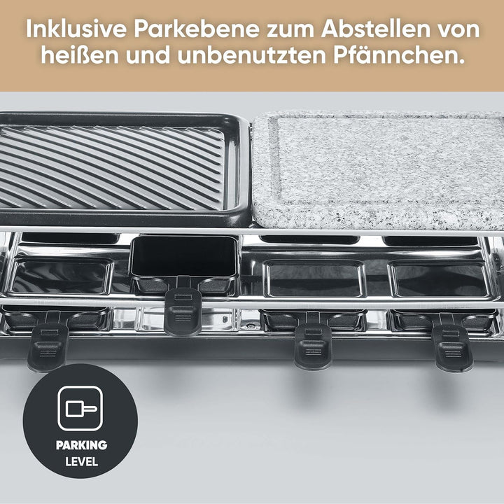 SEVERIN Raclette-Grill für 8 Personen, Naturgrillstein & antihaftbeschichtete-Grillplatte, Tischgril