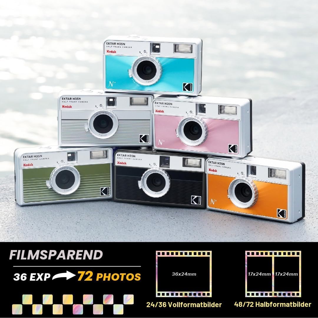 Kodak Ektar H35N Halbrahmen-Filmkamera, 35 mm, wiederverwendbar, fokusfrei, Glühbirnenfunktion, Ster