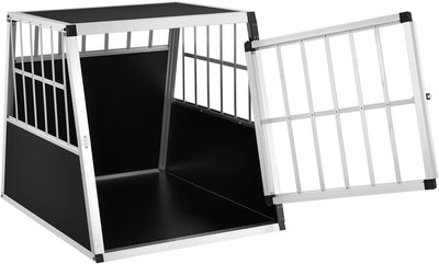 Juskys Alu Hundetransportbox L-X - 65x91x69 cm - Auto Hundebox robust & pflegeleicht - Gittertür ver