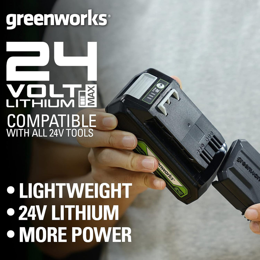 Greenworks Elektro-Rasenmäher 24V 33cm 30L Grasfangbox und Kabelloser Rasentrimmer 25cm automatische