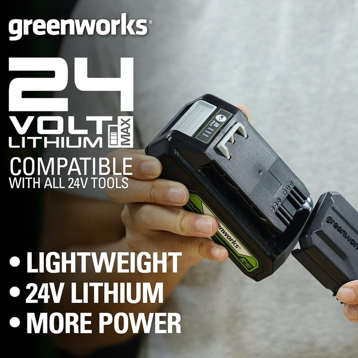 Greenworks Elektro-Rasenmäher 24V 33cm 30L Grasfangbox und Kabelloser Rasentrimmer 25cm automatische