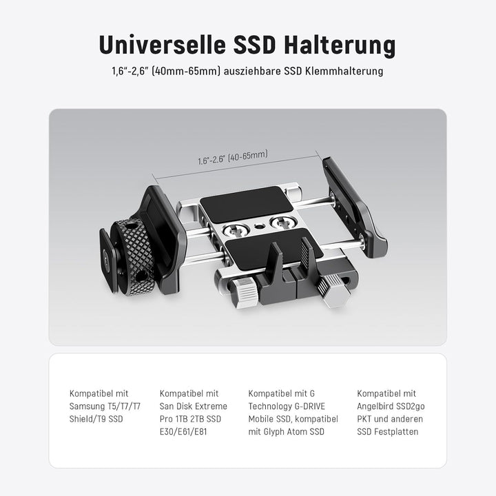 Neewer Universelle SSD-Halterung mit Kaltschuh/Kabelklemme, 4,1 cm - 6,6 cm für T5 T7 T9 SSD, kompat