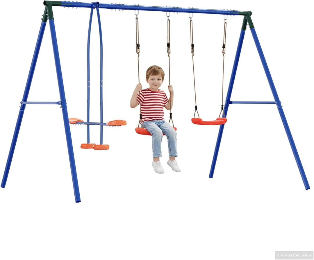 Mangloder Mehrfarbiges Outdoor Schaukelset 263 x 185 x 185 cm aus Stahl und PE für Garten, Spielplat