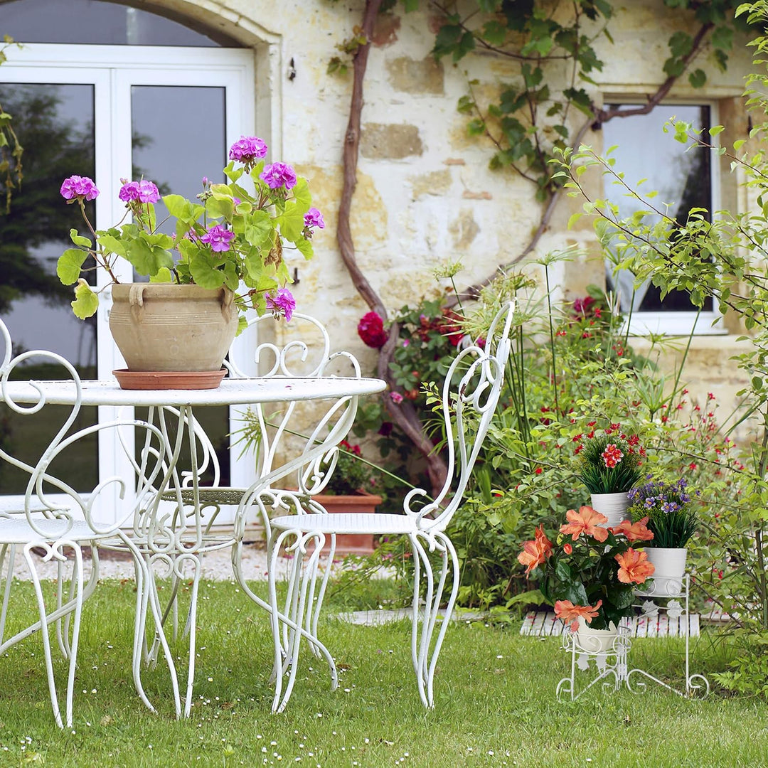 Relaxdays Blumenständer Metall, 3 Etagen, zum Klappen, dekorative Blumentreppe, vintage, innen &amp; aus